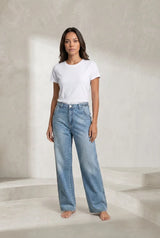 Jean bleu ample taille mi-haute