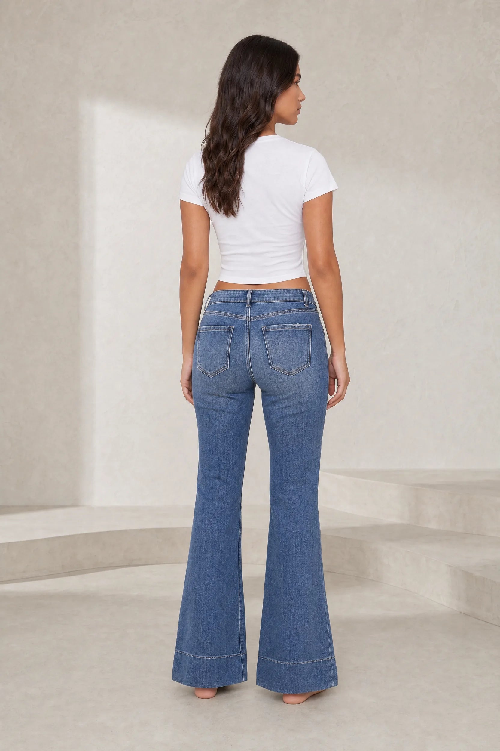 Jean bleu évasé taille mi-haute | Lounelle Paris