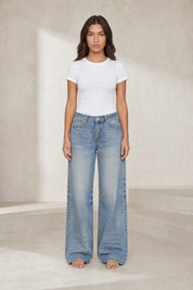 Jean bleu taille mi-haute coupe ample | Lounelle Paris