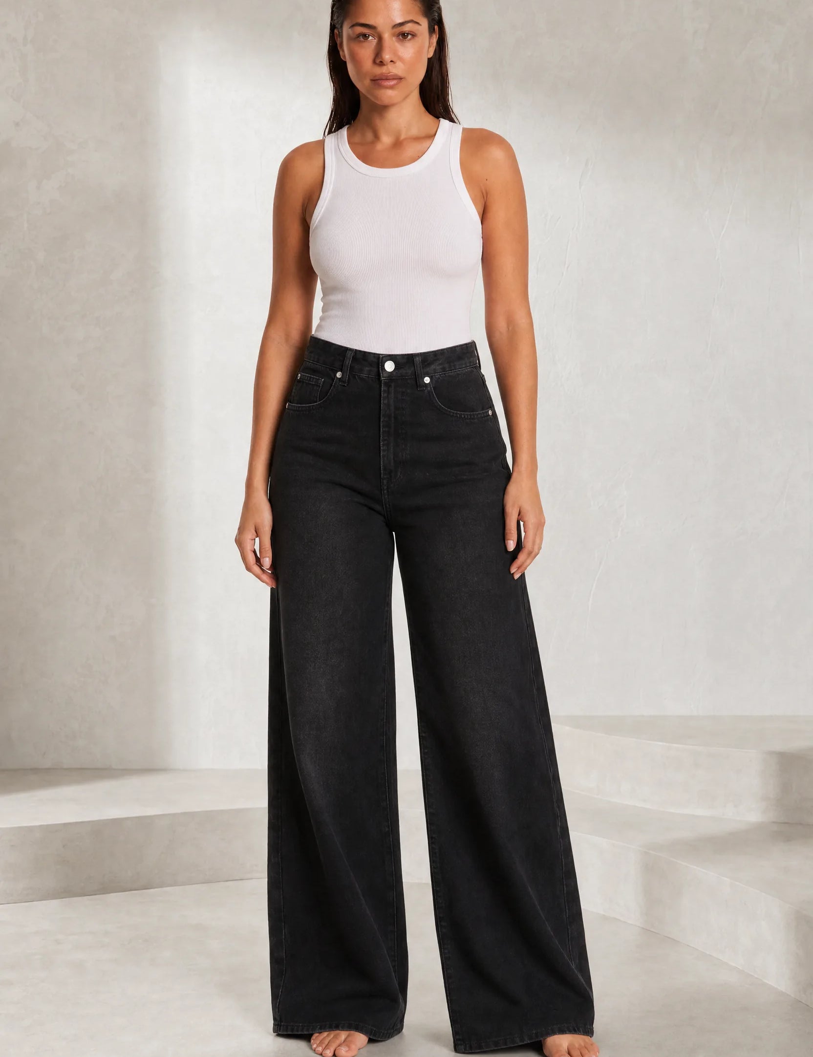 Jean taille haute jambe large | Lounelle Paris