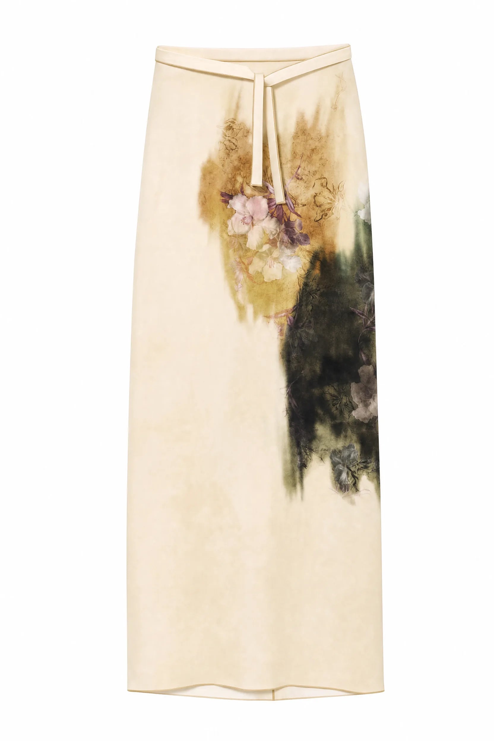 Jupe longue beige imprimé floral | Lounelle Paris
