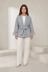 Manteau court ample col châle