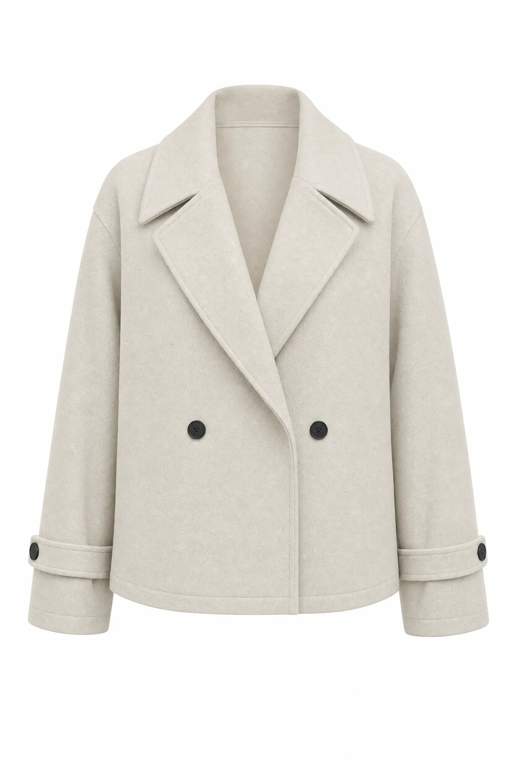 Manteau court écru double boutonnage | Lounelle Paris