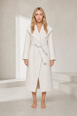 Manteau long col châle ceinturé