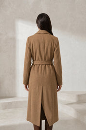 Manteau long marron foncé ceinturé | Lounelle Paris