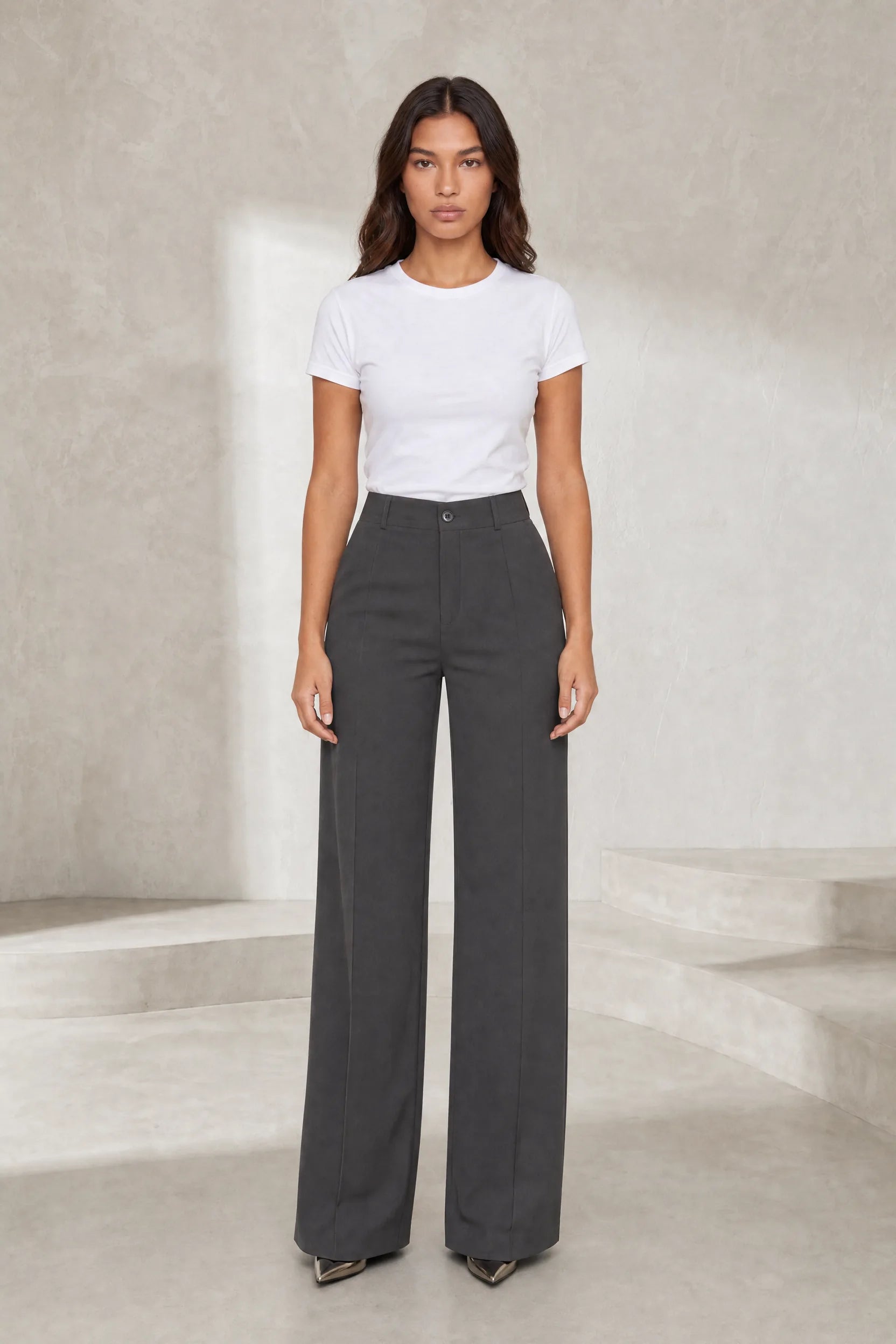 Pantalon de tailleur fluide taille haute | Lounelle Paris