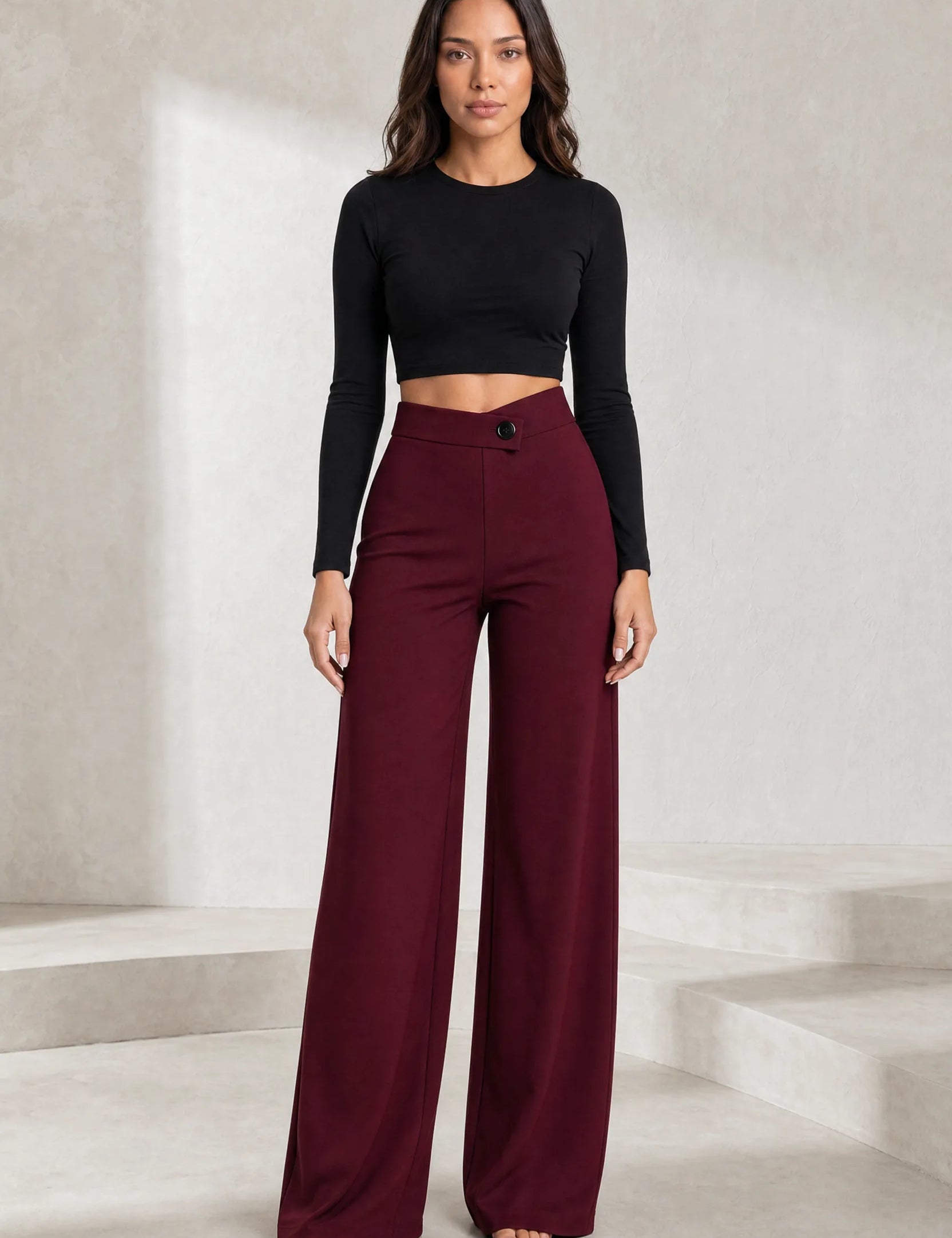 Pantalon fluide taille haute ceinture croisée | Lounelle Paris