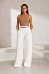 Pantalon fluide taille haute jambe large