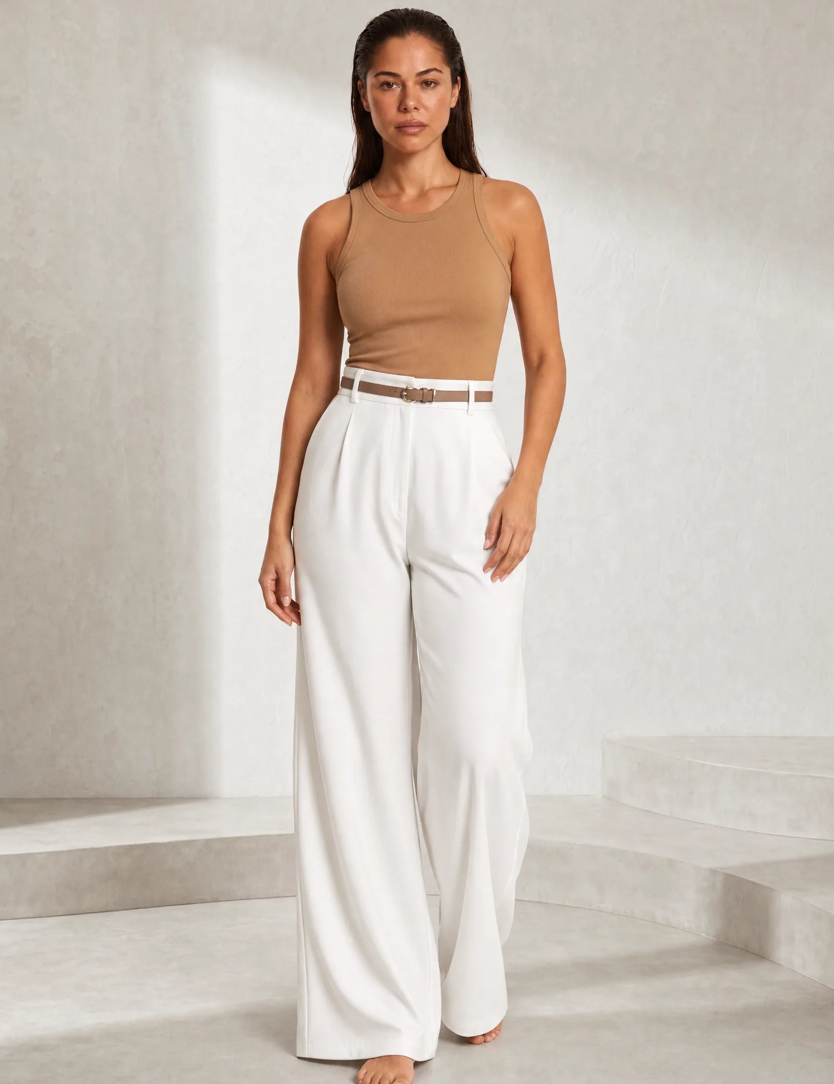 Pantalon fluide taille haute jambe large | Lounelle Paris
