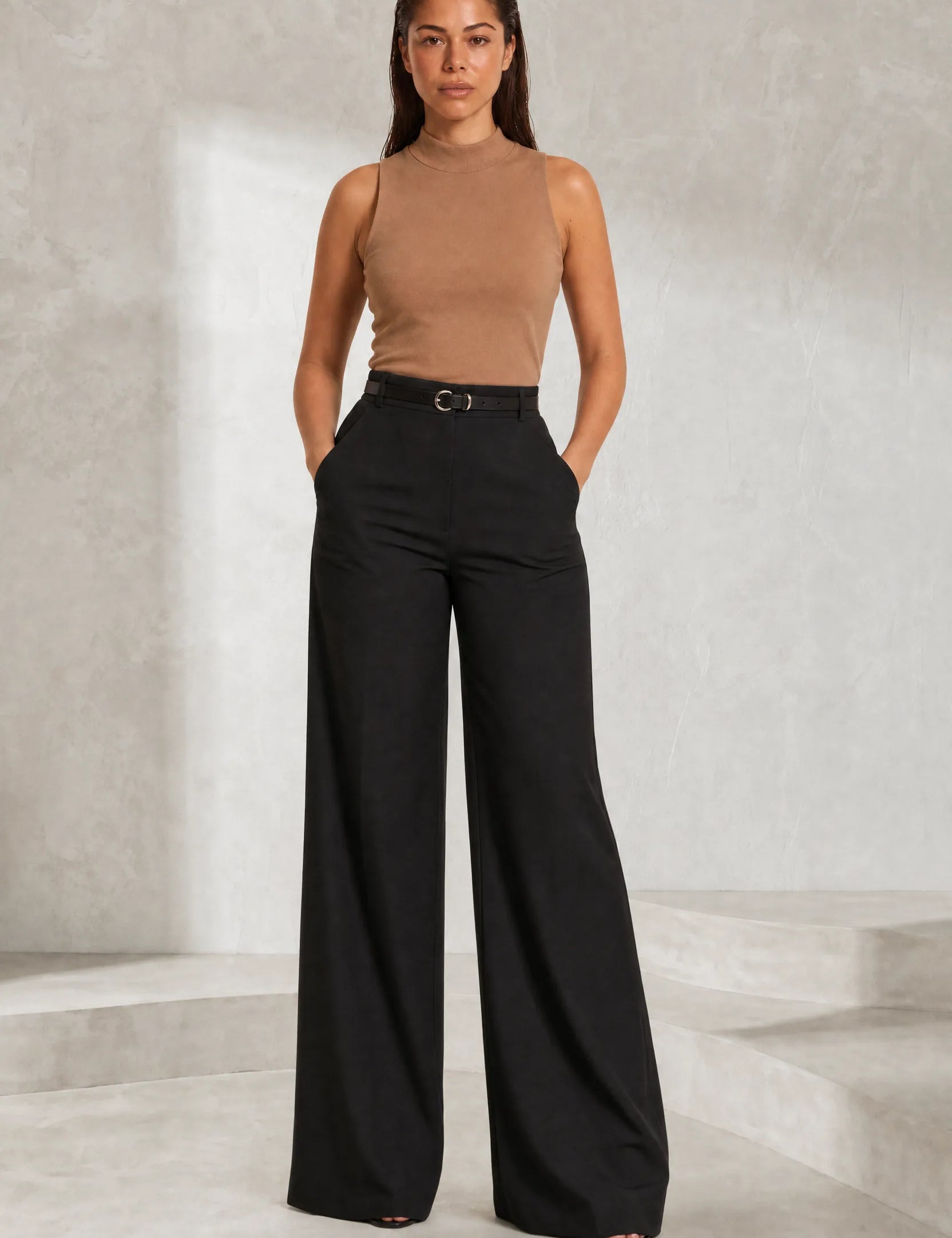 Pantalon fluide taille haute jambe large | Lounelle Paris