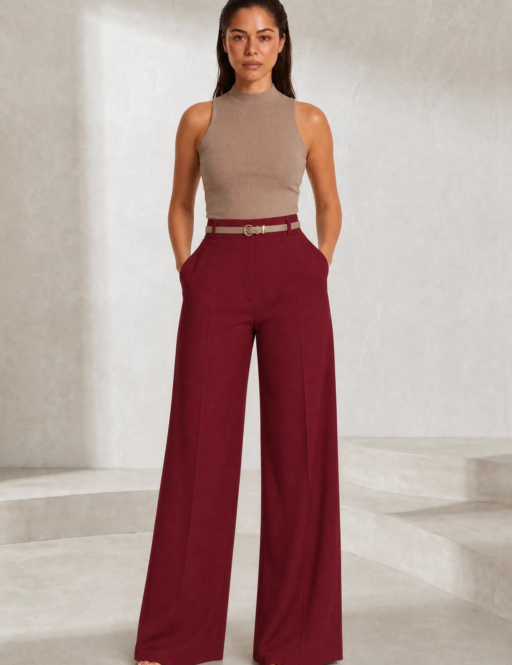 Pantalon fluide taille haute jambe large | Lounelle Paris