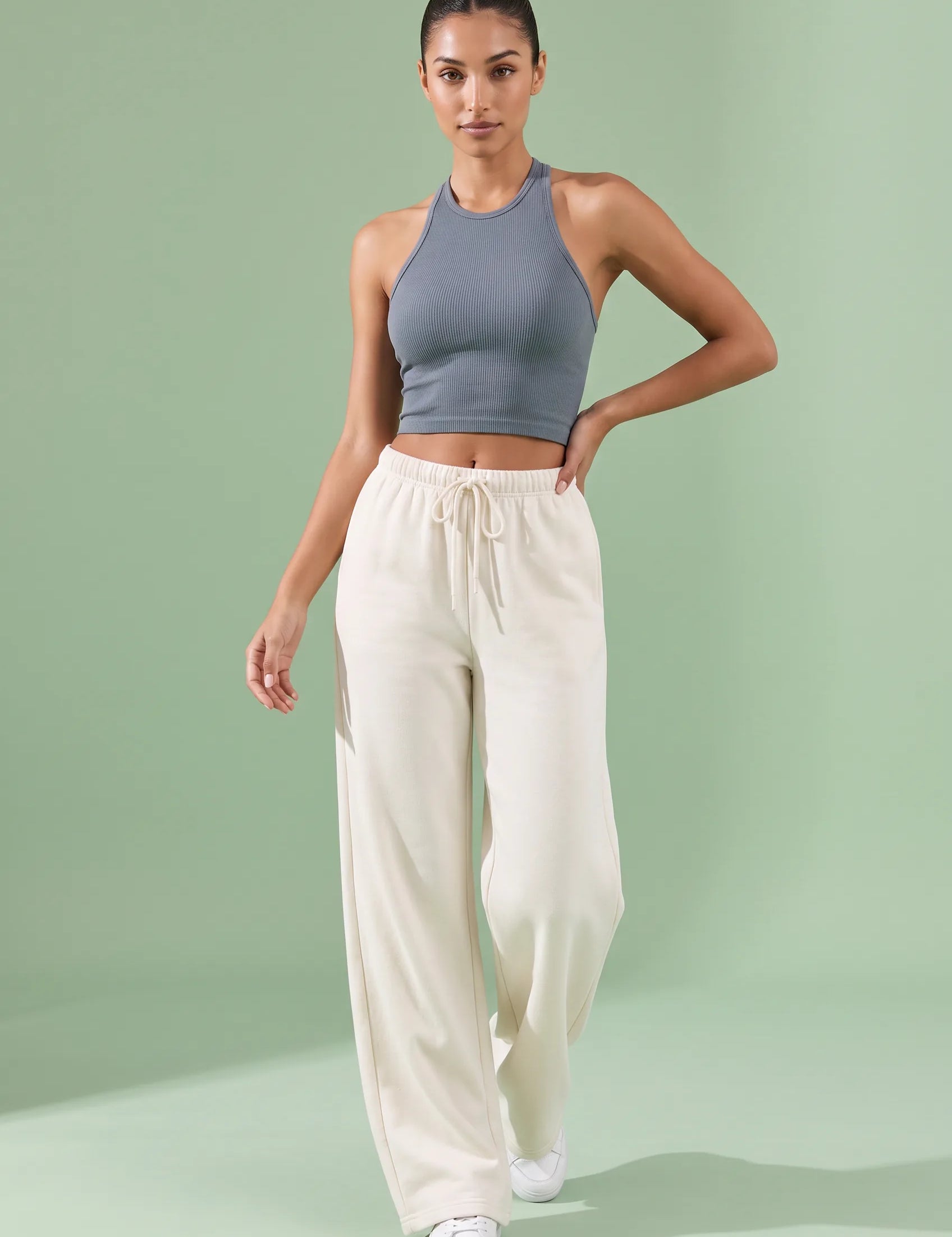 Pantalon large à cordon | Vue de face | Lounelle Paris