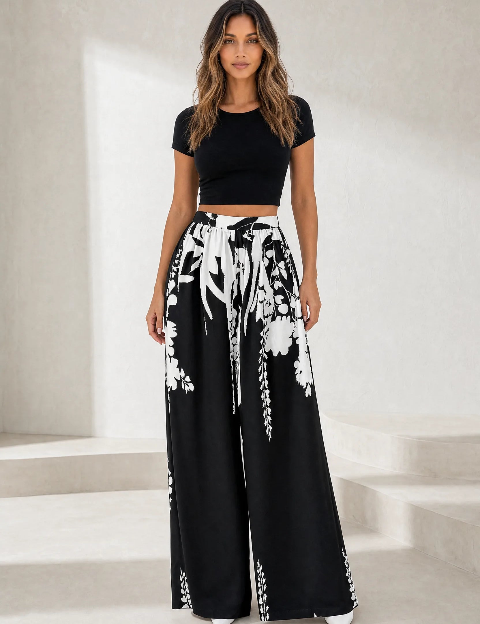 Pantalon large à imprimé floral | Lounelle Paris