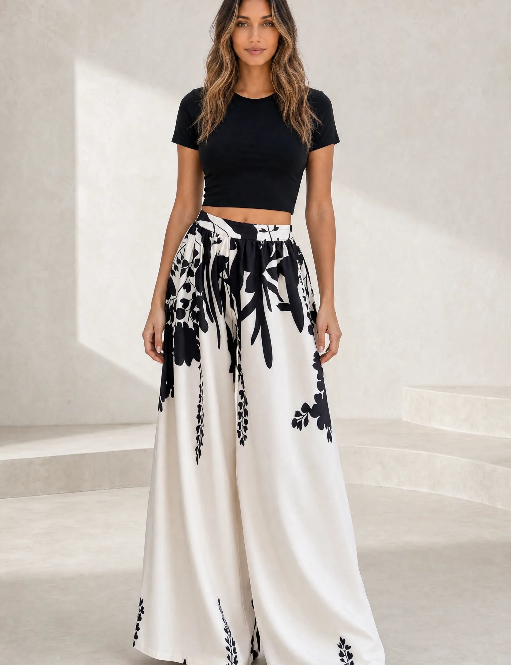 Pantalon large à imprimé floral | Lounelle Paris
