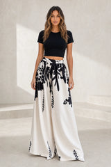 Pantalon large à imprimé floral