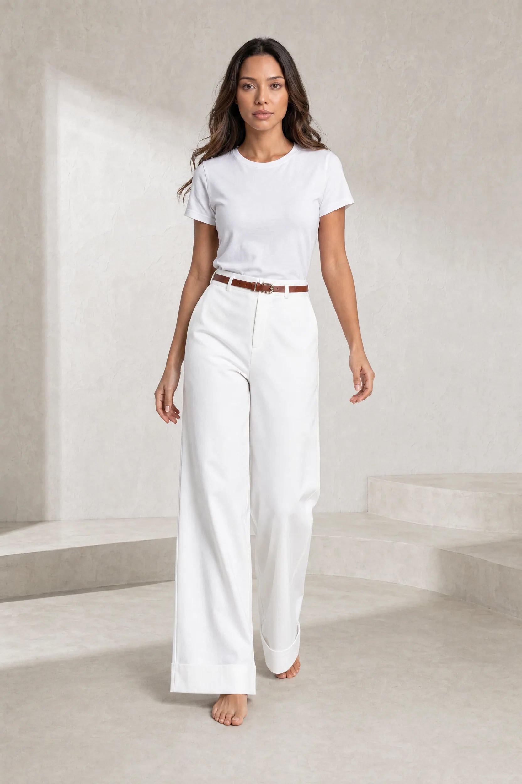 Pantalon large ceinturé taille mi-haute | Lounelle Paris