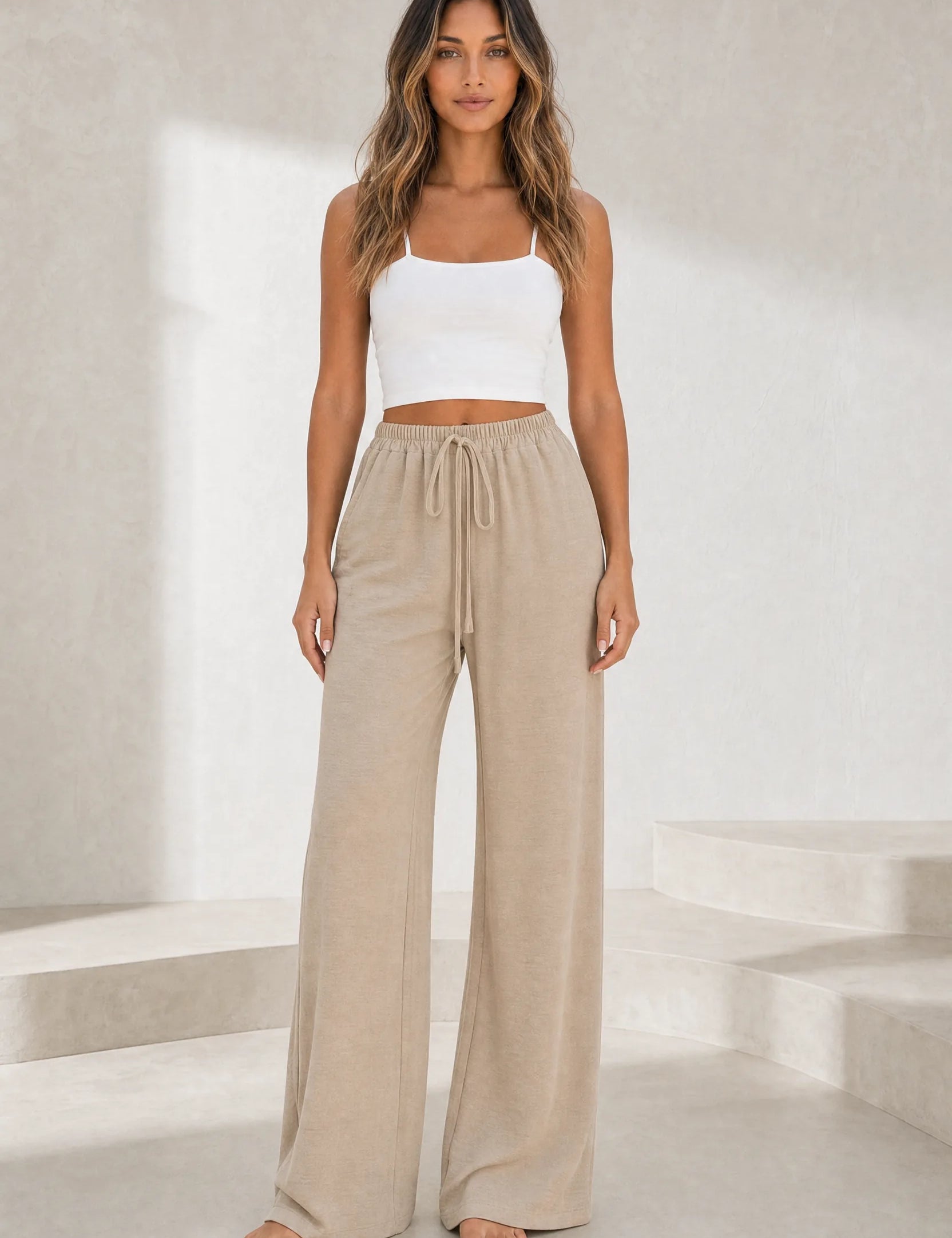 Pantalon large fluide à cordon | Lounelle Paris