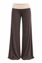 Pantalon large marron taille basse | Lounelle Paris