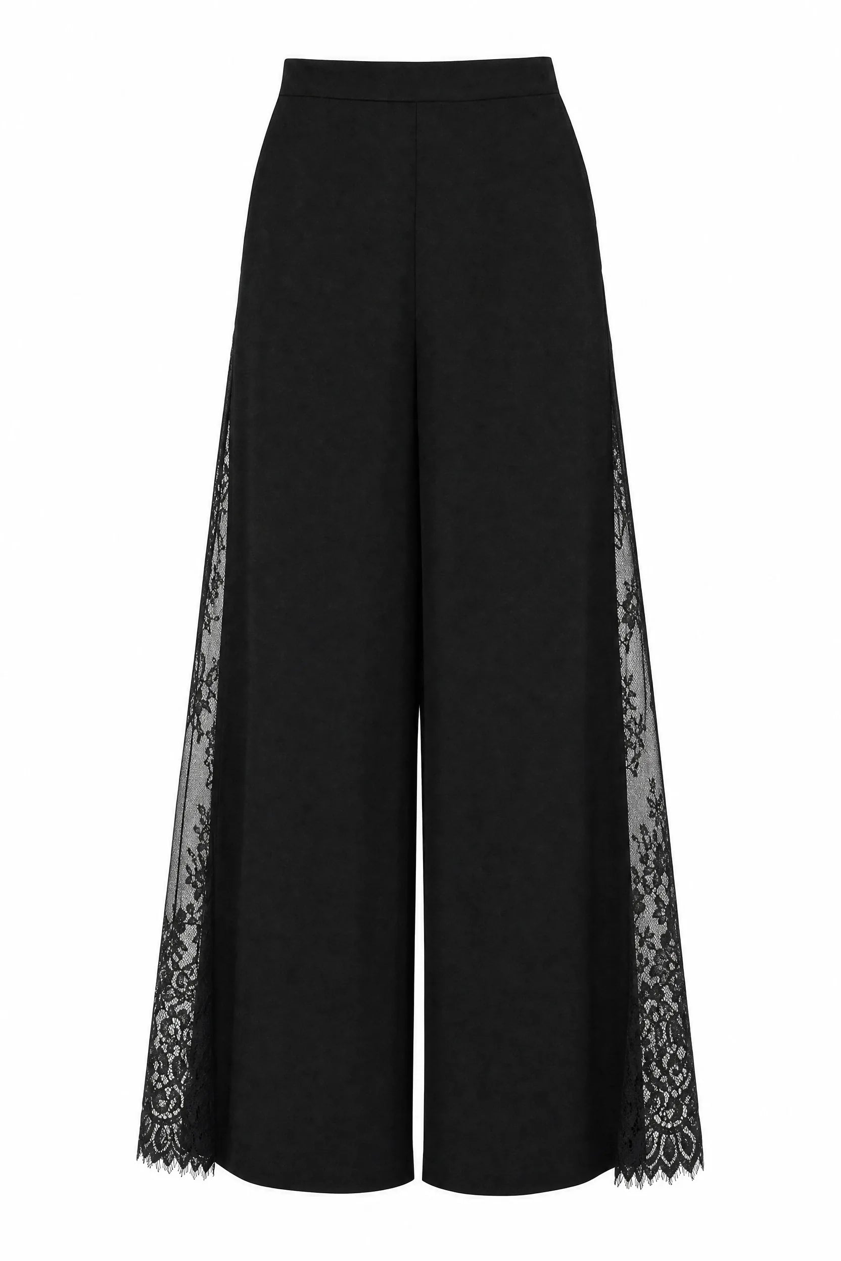 Pantalon large noir taille haute dentelle | Lounelle Paris