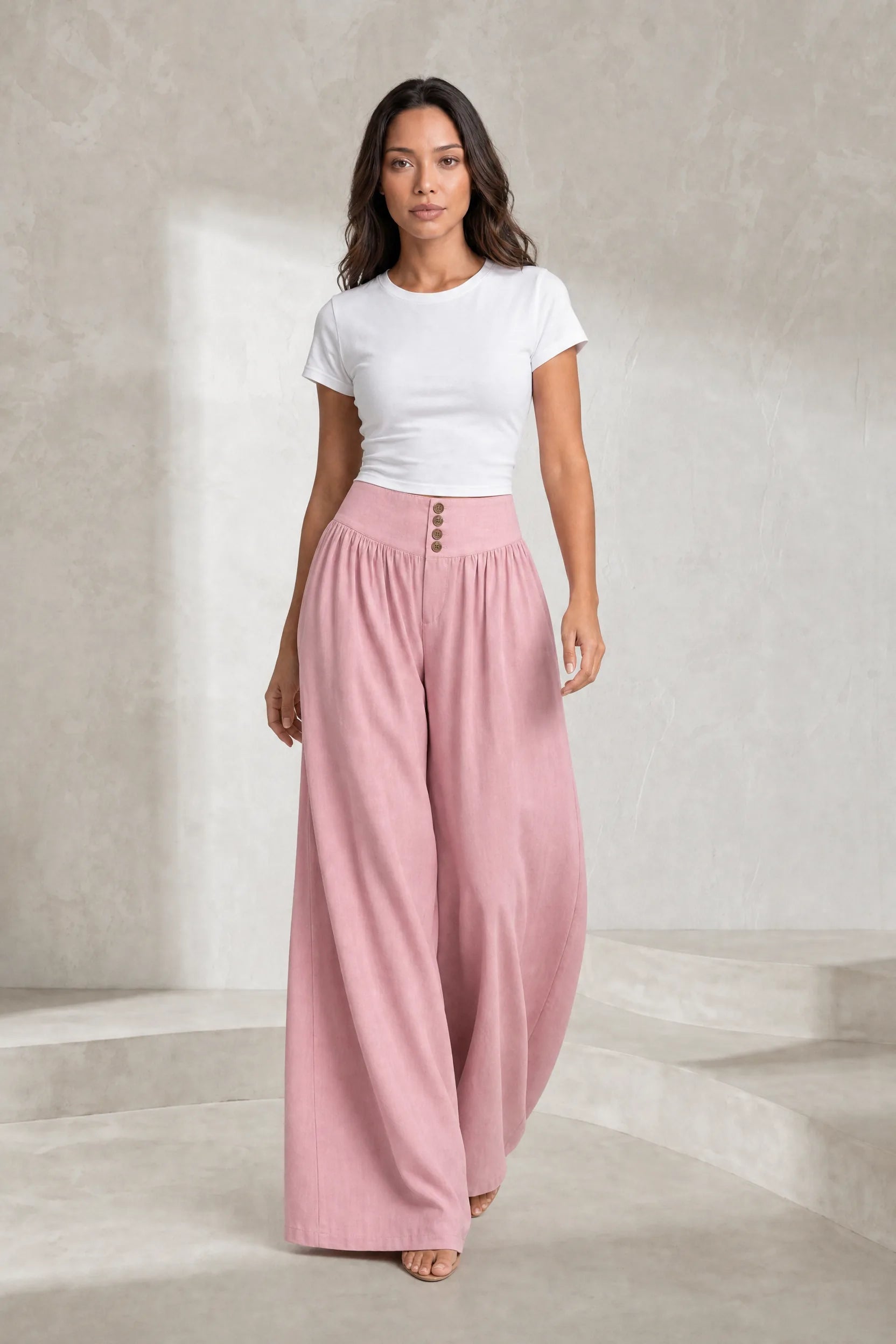 Pantalon large plissé taille haute | Lounelle Paris
