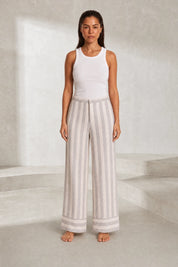 Pantalon large rayé taille haute | Lounelle Paris