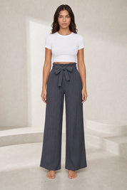 Pantalon large taille haute à nouer | Lounelle Paris