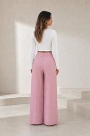 Pantalon large taille haute boutonné | Lounelle Paris