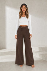 Pantalon large taille haute boutonné