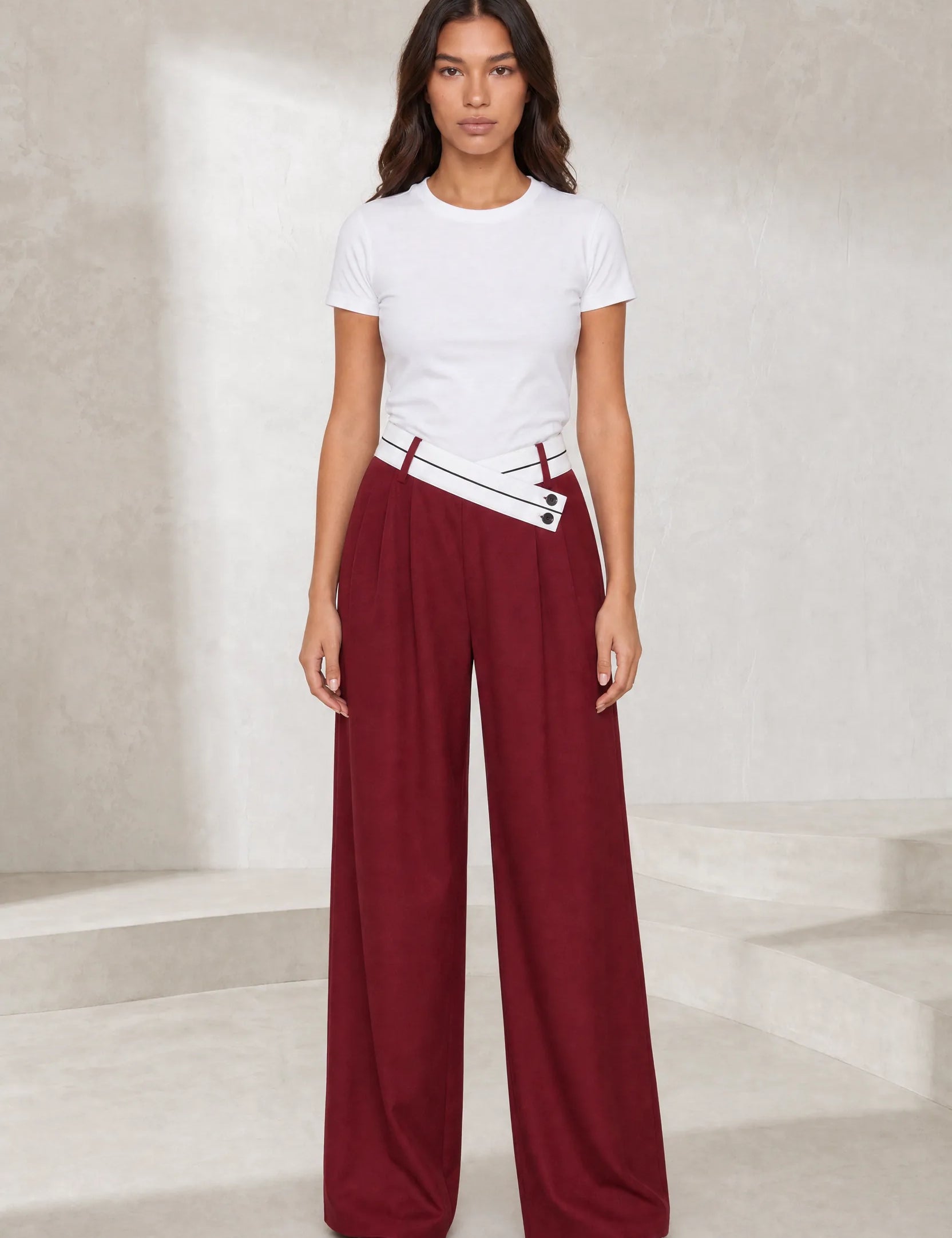 Pantalon large taille haute croisée | Lounelle Paris