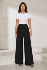Pantalon large taille haute plissé