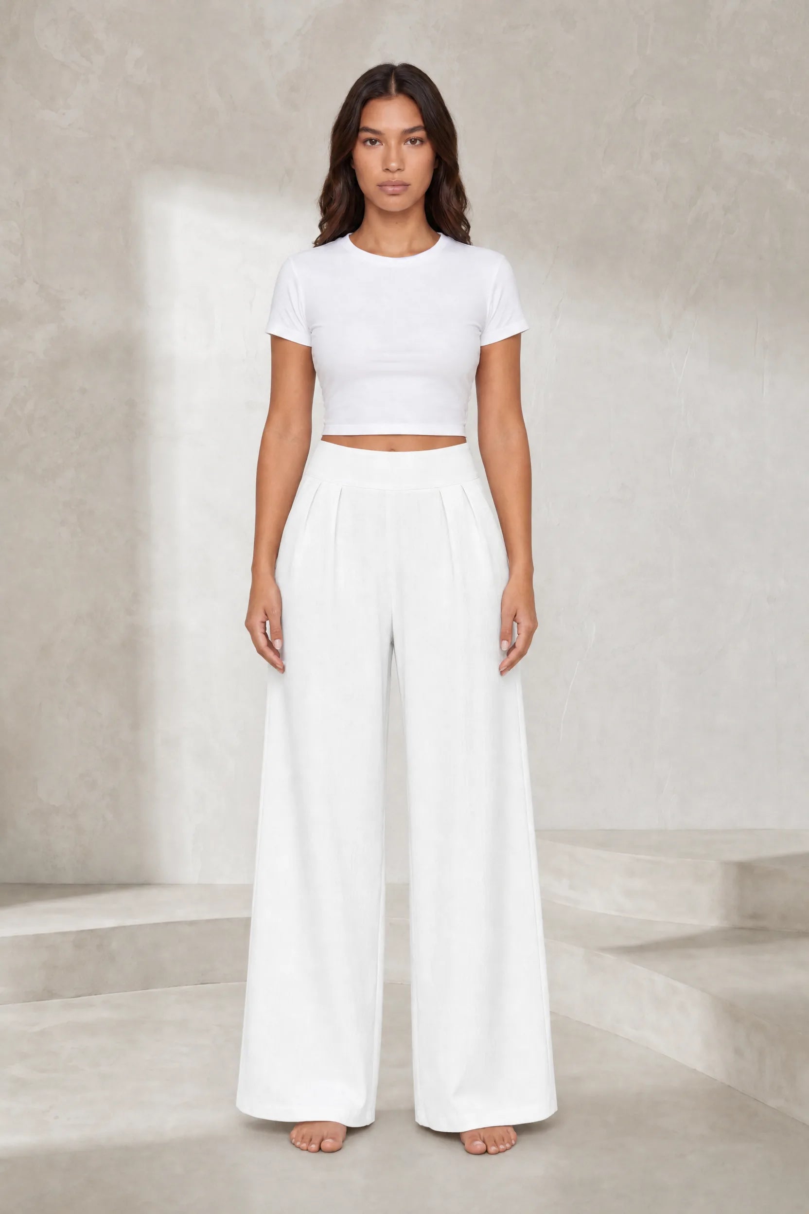 Pantalon large taille haute plissé | Lounelle Paris