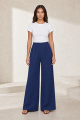 Pantalon large taille haute plissé