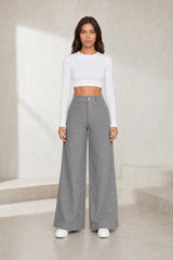 Pantalon large velours côtelé taille haute