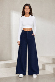 Pantalon large velours côtelé taille haute | Lounelle Paris