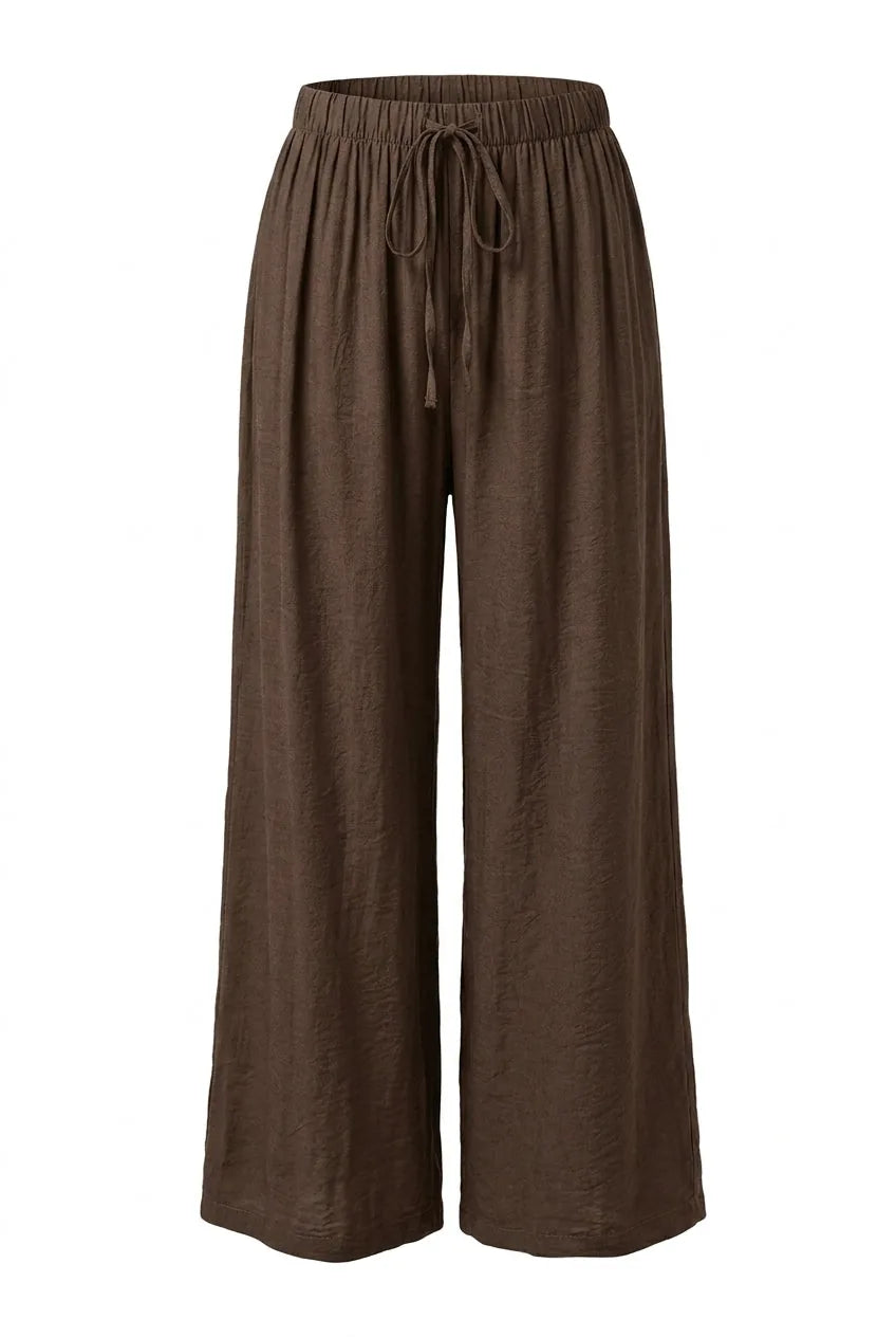Pantalon marron large taille haute | Lounelle Paris