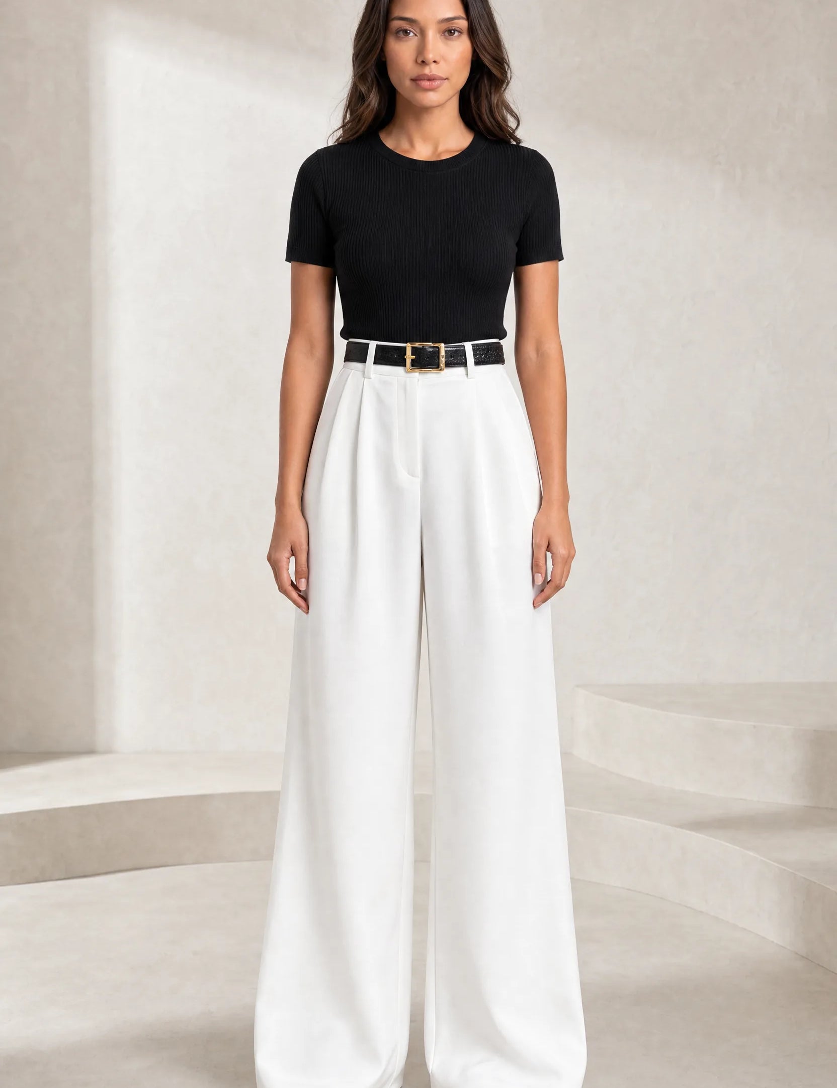 Pantalon taille haute jambes larges | Lounelle Paris