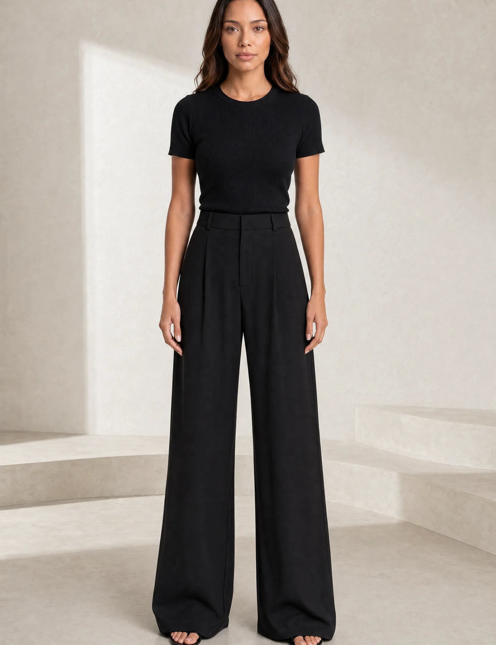 Pantalon taille haute jambes larges | Lounelle Paris