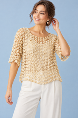 Beige topp med perlebroderi