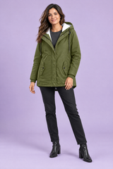 Armygrønn oversized parkas med hette