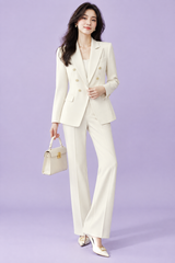 Dobbeltspent buksedress i offwhite