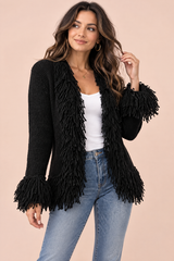 Svart cardigan med frynser