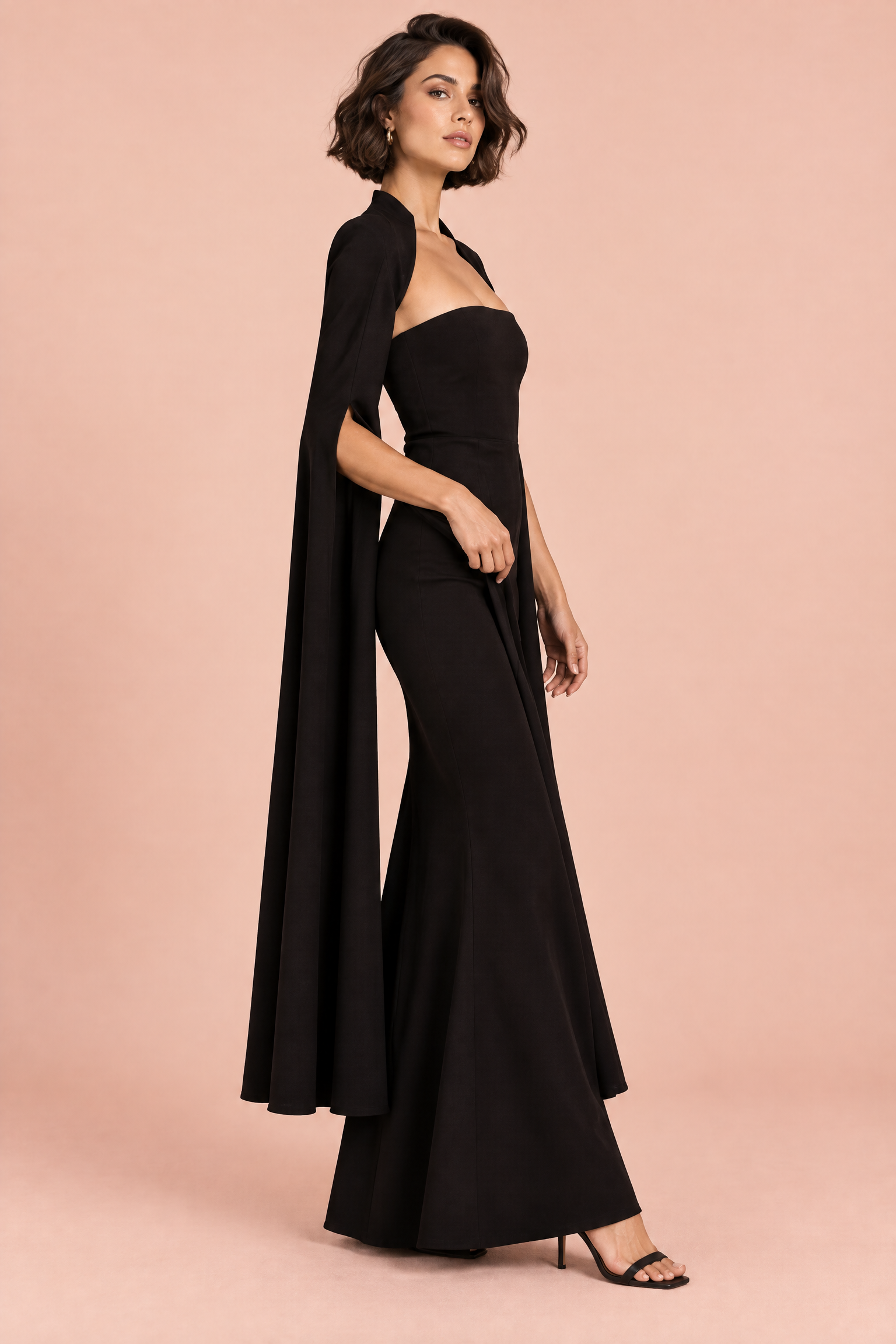 Robe longue noire moulante à encolure carrée | Vue de dos | Lounelle Paris