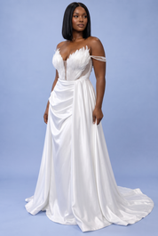 Robe longue bustier froncée blanche | Porté sur une autre silhouette | Lounelle Paris