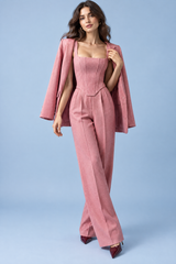 Tredelt rosa dress med korsettoverdel