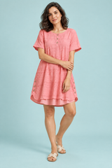 Oversized rosa bluse med knapper foran