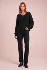 Hvit blonde V-hals genser