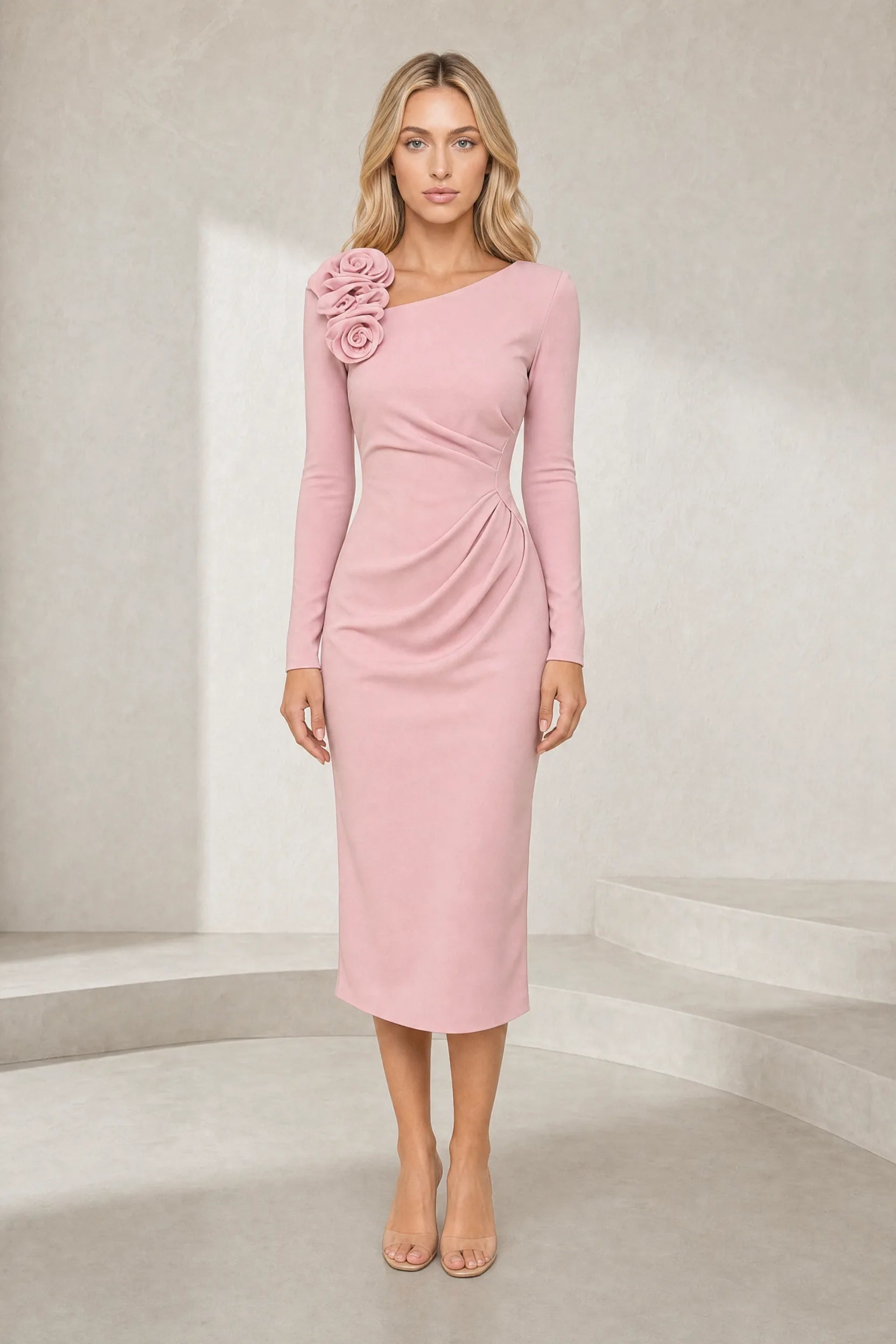 Robe asymétrique à fleur d'épaule | Lounelle Paris