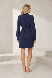 Robe chemise col V ceinturée | Lounelle Paris
