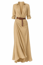 Robe col chemise ceinturée | Lounelle Paris