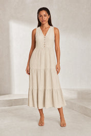 Robe col V à volants | Lounelle Paris
